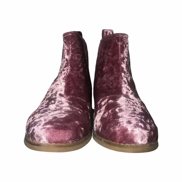 NWT Toms Ella Faded Rose Velvet Ankle Boots 6N Narrow Purple - Picture 2 of 11